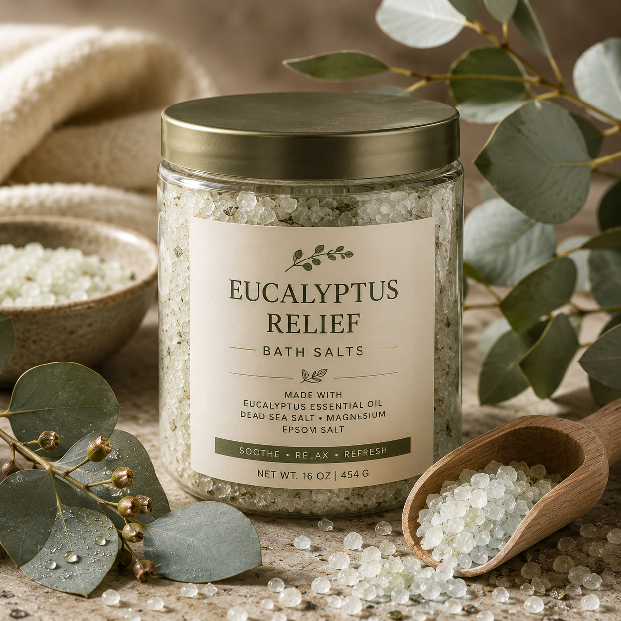eucalyptus relief bath salts eucalyptus relief bath salts